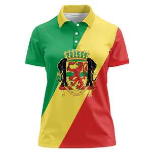Republic of The Congo Personalized Women Polo Shirt Simple Flag Style - African Pride