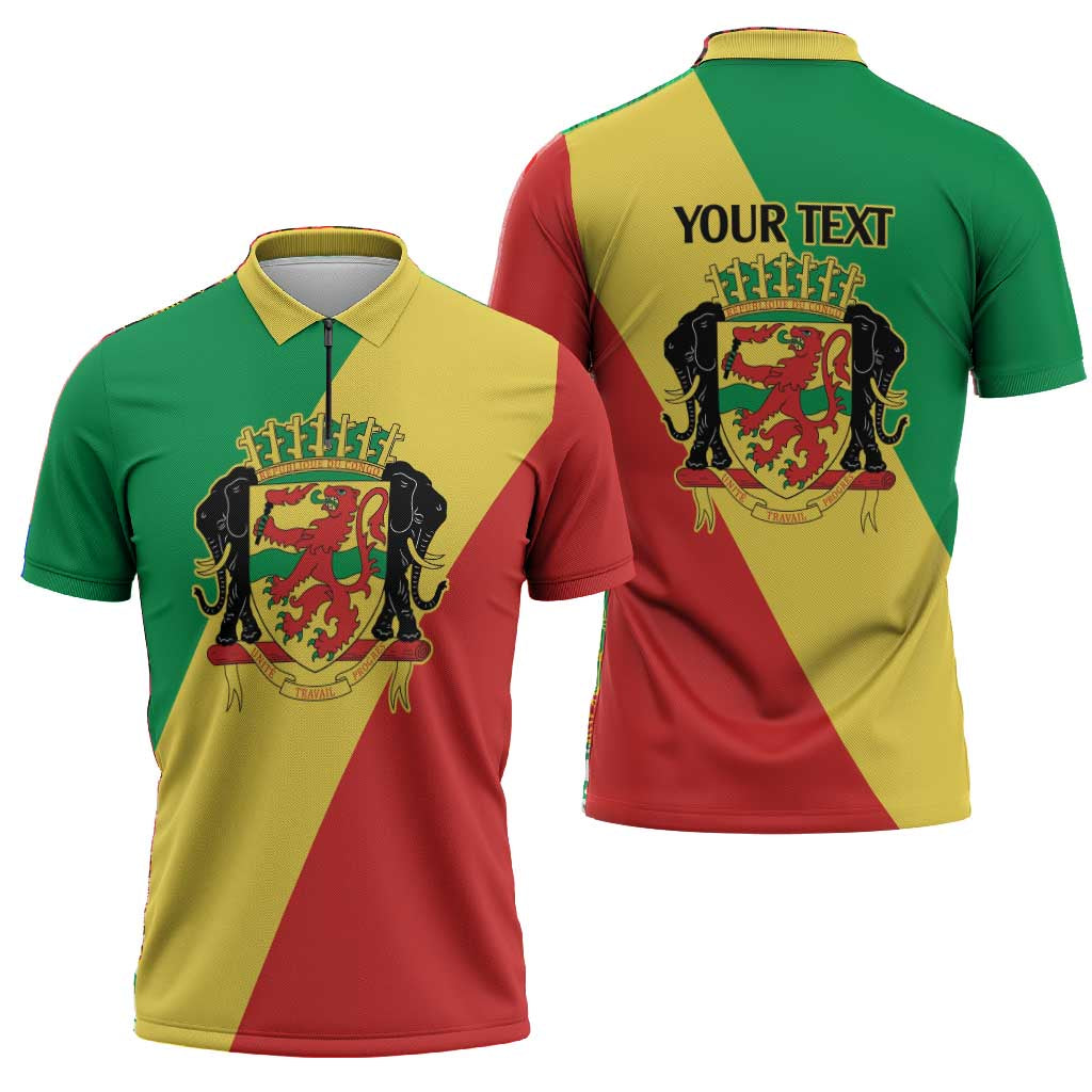 Republic of The Congo Personalized Zipper Polo Shirt Simple Flag Style