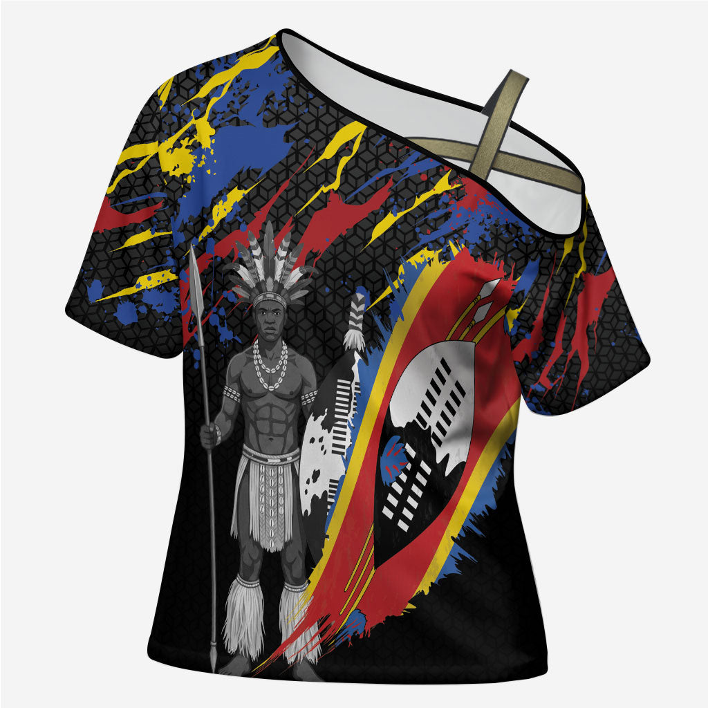 Swaziland Eswatini Somhlolo Day Cross Shoulder Shirt Independence Day