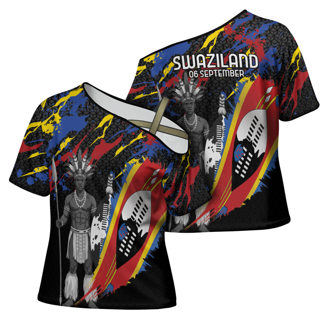 Swaziland Eswatini Somhlolo Day Cross Shoulder Shirt Independence Day