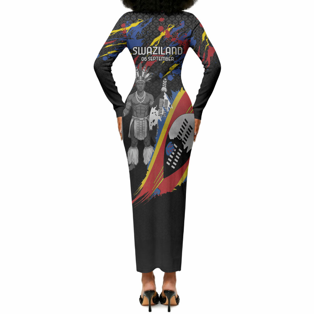 Swaziland Eswatini Somhlolo Day Long Sleeve Bodycon Dress Independence Day