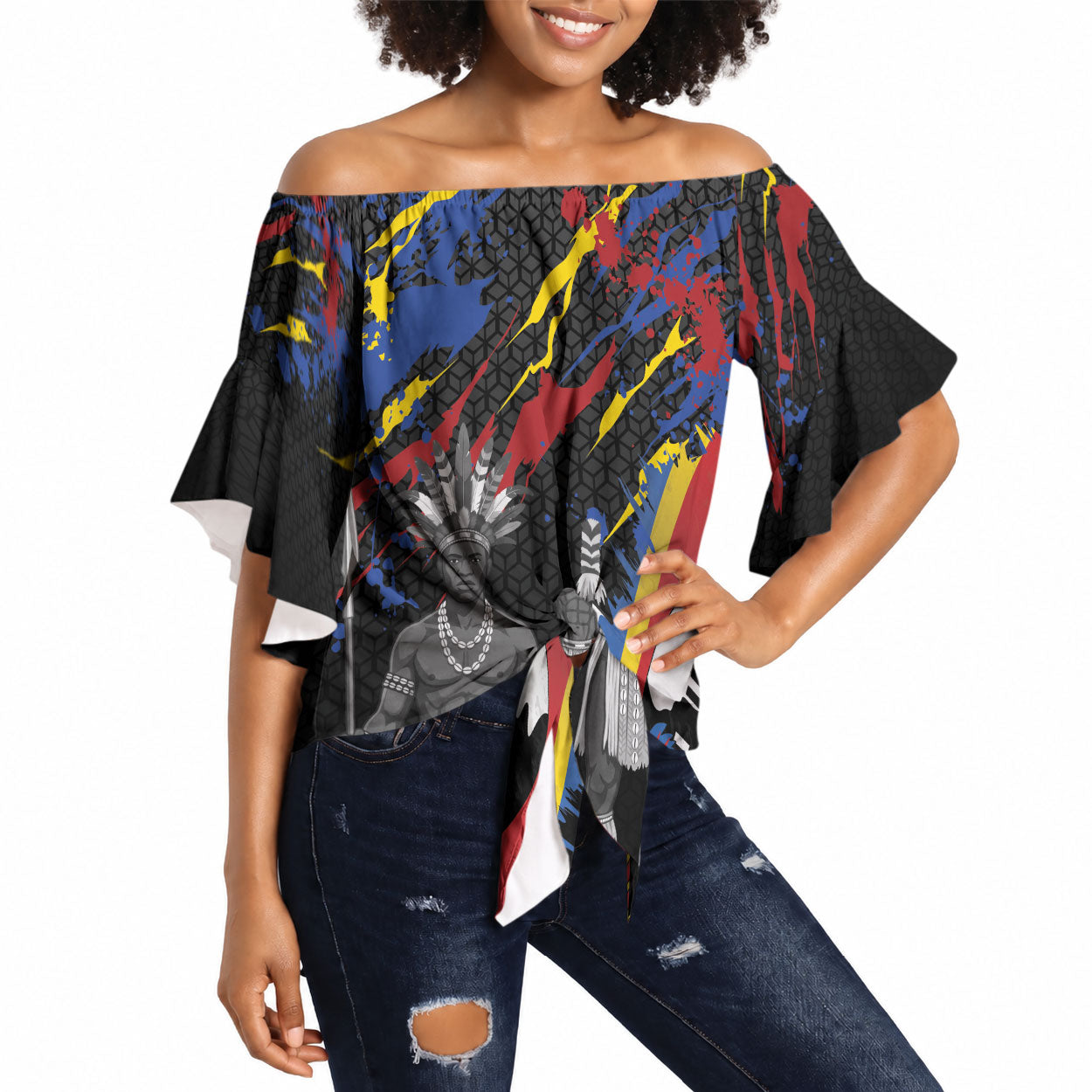 Swaziland Eswatini Somhlolo Day Off Shoulder Wrap Waist Top Independence Day