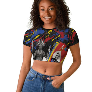 Swaziland Eswatini Somhlolo Day Raglan Cropped T shirt Independence Day