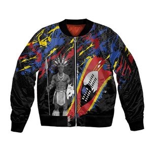 Swaziland Eswatini Somhlolo Day Sleeve Zip Bomber Jacket Independence Day
