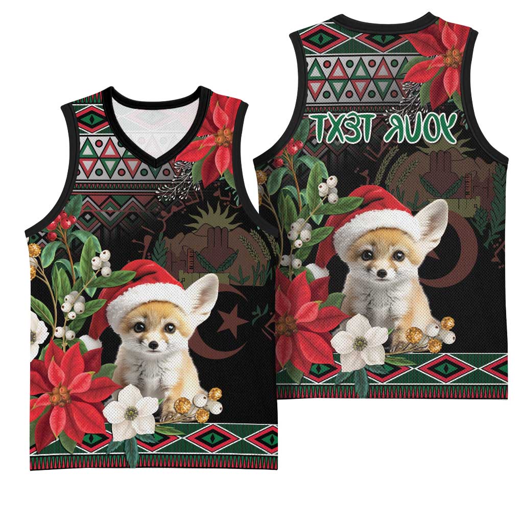 Algeria Christmas Personalized Basketball Jersey Fennec Fox Santa and Traditional Pattern - African Pride