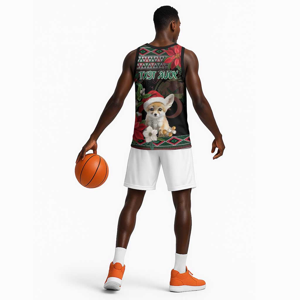 Algeria Christmas Personalized Basketball Jersey Fennec Fox Santa and Traditional Pattern - African Pride