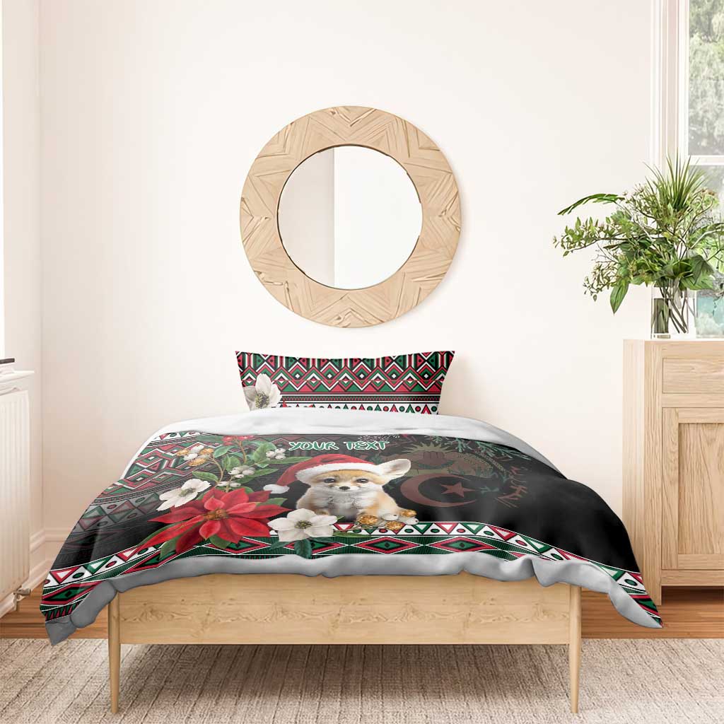 Algeria Christmas Personalized Bedding Set Fennec Fox Santa and Traditional Pattern