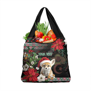 Algeria Christmas Personalized Grocery Bag Fennec Fox Santa and Traditional Pattern