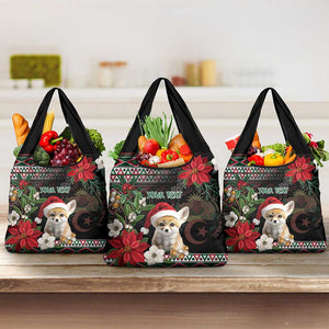 Algeria Christmas Personalized Grocery Bag Fennec Fox Santa and Traditional Pattern