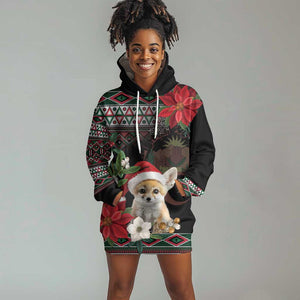 Algeria Christmas Personalized Hoodie Dress Fennec Fox Santa and Traditional Pattern