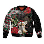 Algeria Christmas Personalized Sleeve Zip Bomber Jacket Fennec Fox Santa and Traditional Pattern