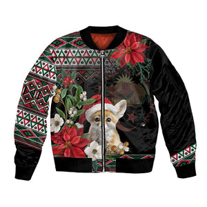 Algeria Christmas Personalized Sleeve Zip Bomber Jacket Fennec Fox Santa and Traditional Pattern