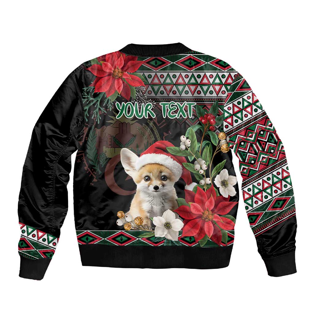 Algeria Christmas Personalized Sleeve Zip Bomber Jacket Fennec Fox Santa and Traditional Pattern