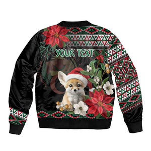 Algeria Christmas Personalized Sleeve Zip Bomber Jacket Fennec Fox Santa and Traditional Pattern