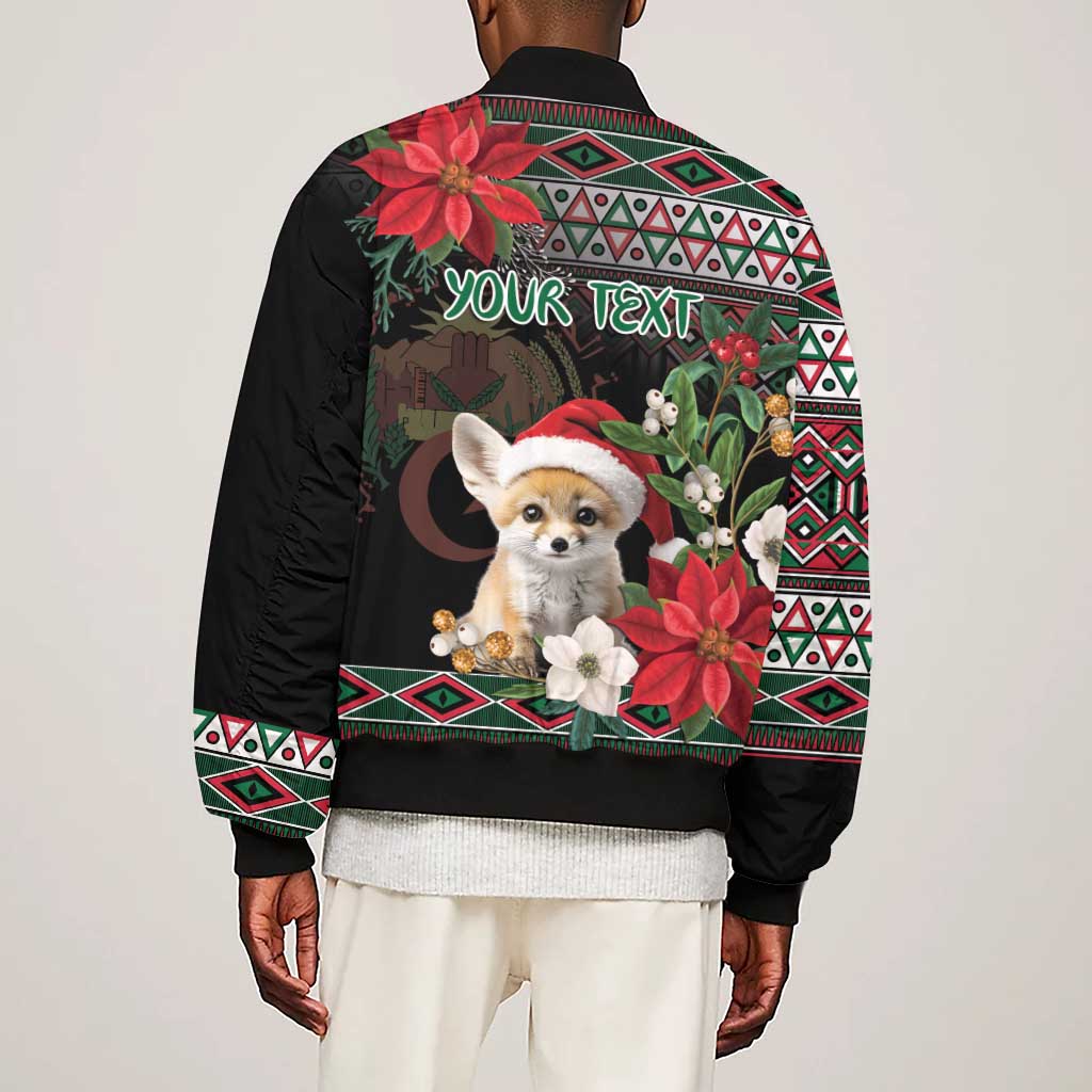 Algeria Christmas Personalized Sleeve Zip Bomber Jacket Fennec Fox Santa and Traditional Pattern
