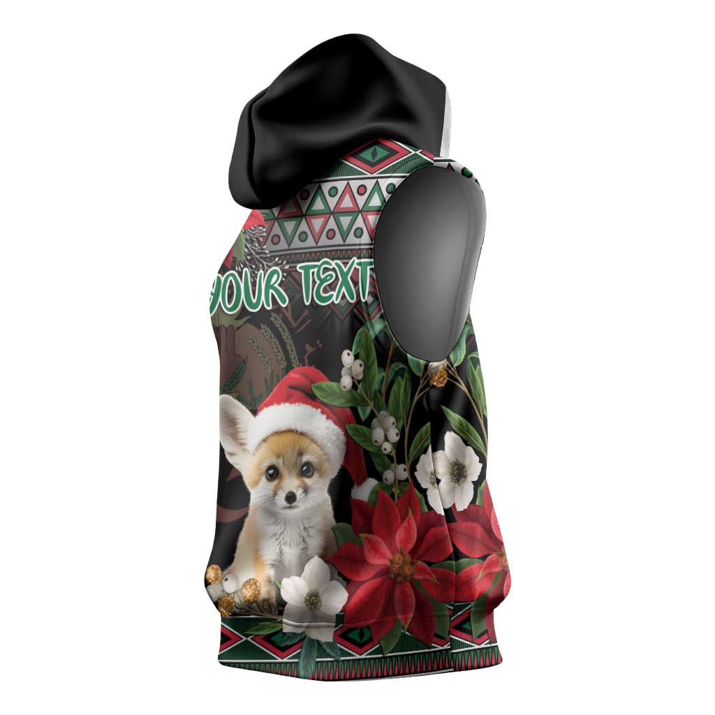 Algeria Christmas Personalized Sleeveless Hoodie Fennec Fox Santa and Traditional Pattern - African Pride