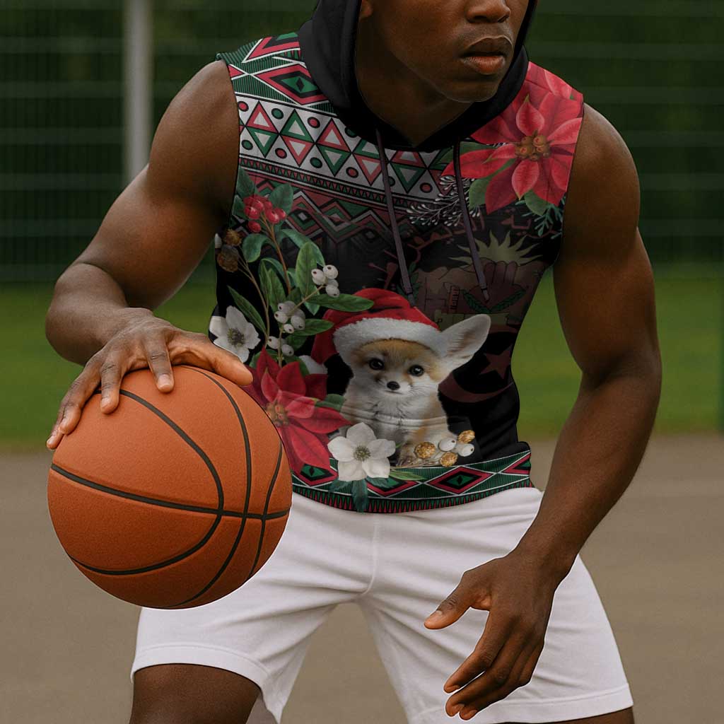 Algeria Christmas Personalized Sleeveless Hoodie Fennec Fox Santa and Traditional Pattern - African Pride