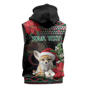 Algeria Christmas Personalized Sleeveless Zip Hoodie Fennec Fox Santa and Traditional Pattern - African Pride
