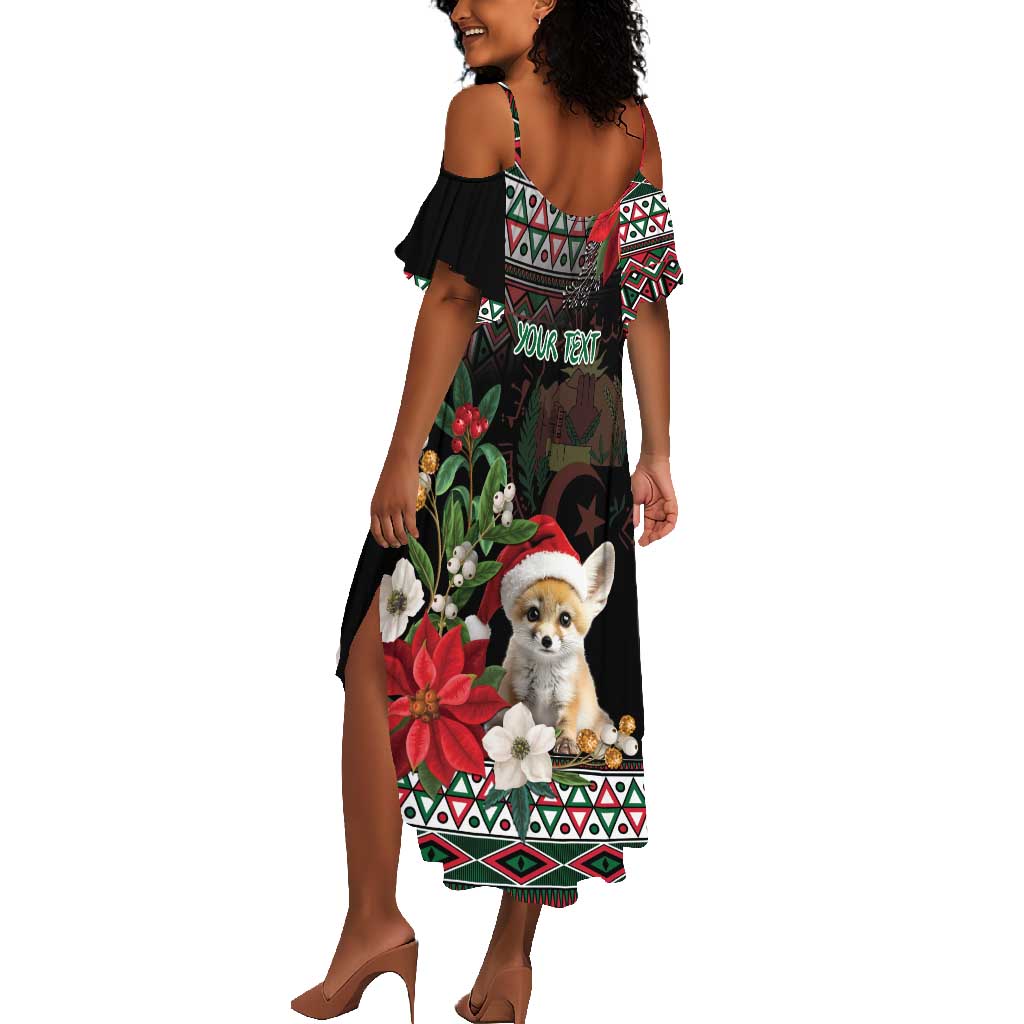 Algeria Christmas Personalized Summer Maxi Dress Fennec Fox Santa and Traditional Pattern