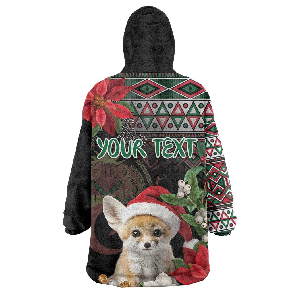 Algeria Christmas Personalized Wearable Blanket Hoodie Fennec Fox Santa and Traditional Pattern