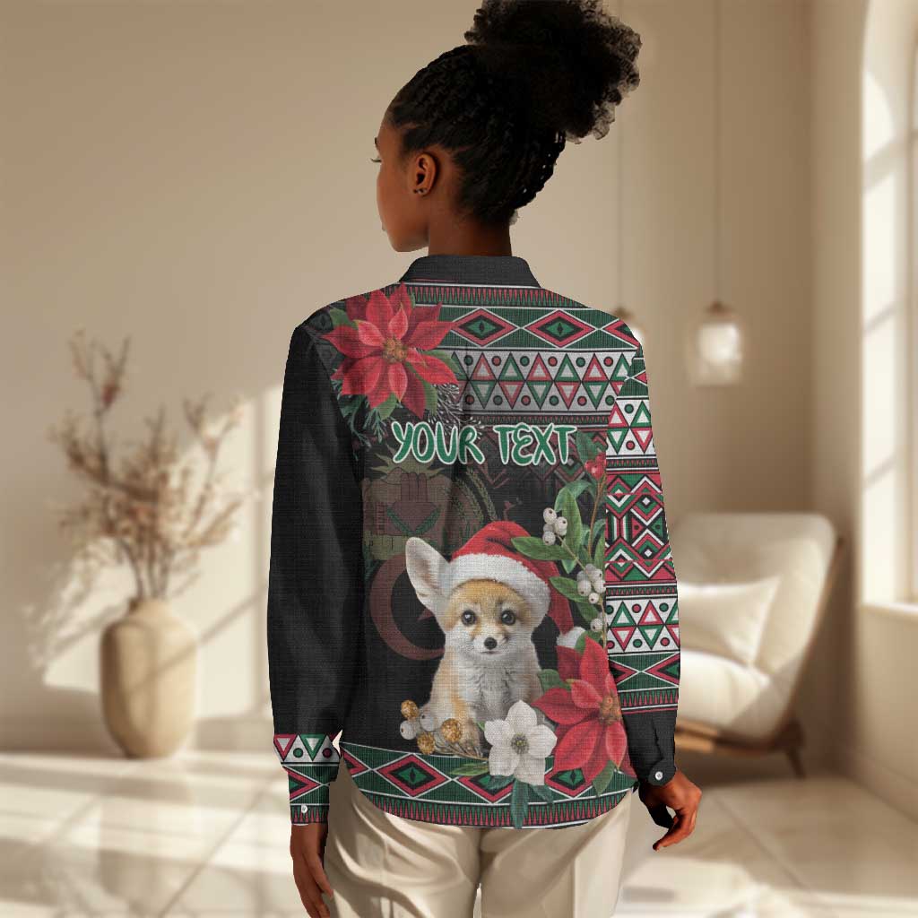 Algeria Christmas Personalized Women Casual Shirt Fennec Fox Santa and Traditional Pattern LT9