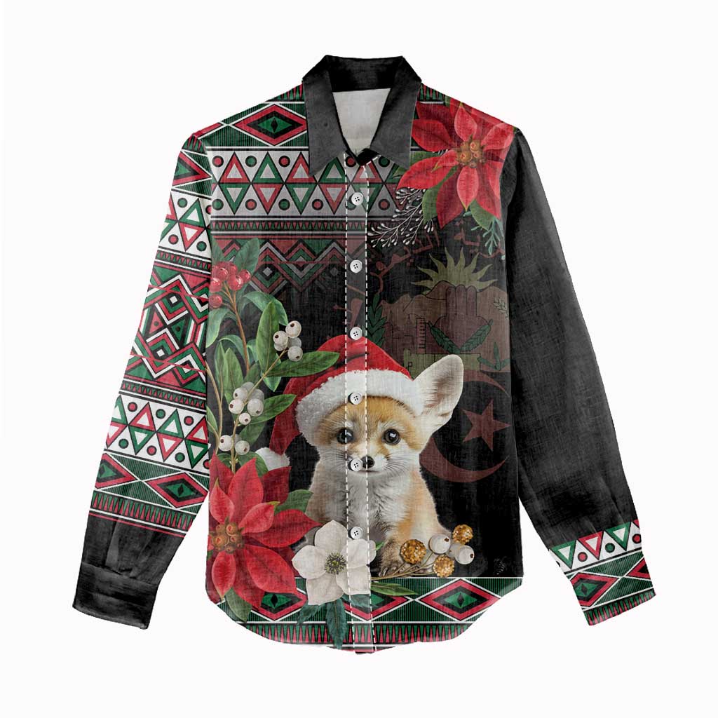 Algeria Christmas Personalized Women Casual Shirt Fennec Fox Santa and Traditional Pattern LT9
