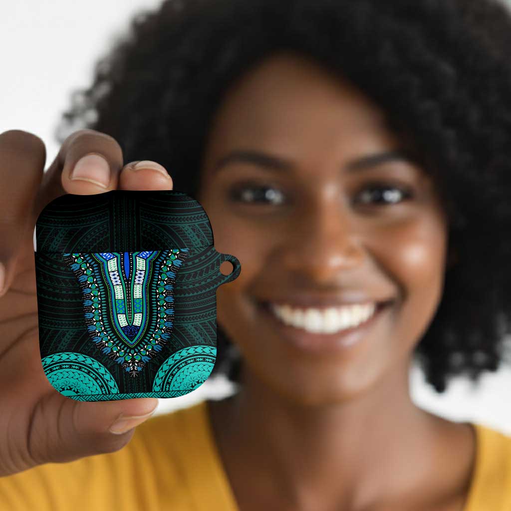 African Dashiki and Polynesian Pattern AirPods Case Teal