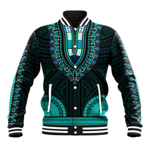 African Dashiki and Polynesian Pattern Baseball Jacket Teal