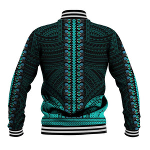 African Dashiki and Polynesian Pattern Baseball Jacket Teal