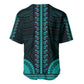 African Dashiki and Polynesian Pattern Baseball Jersey Teal