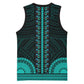 African Dashiki and Polynesian Pattern Basketball Jersey Teal - African Pride