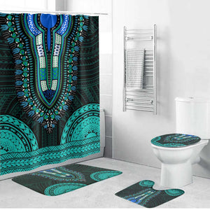 African Dashiki and Polynesian Pattern Bathroom Set Teal