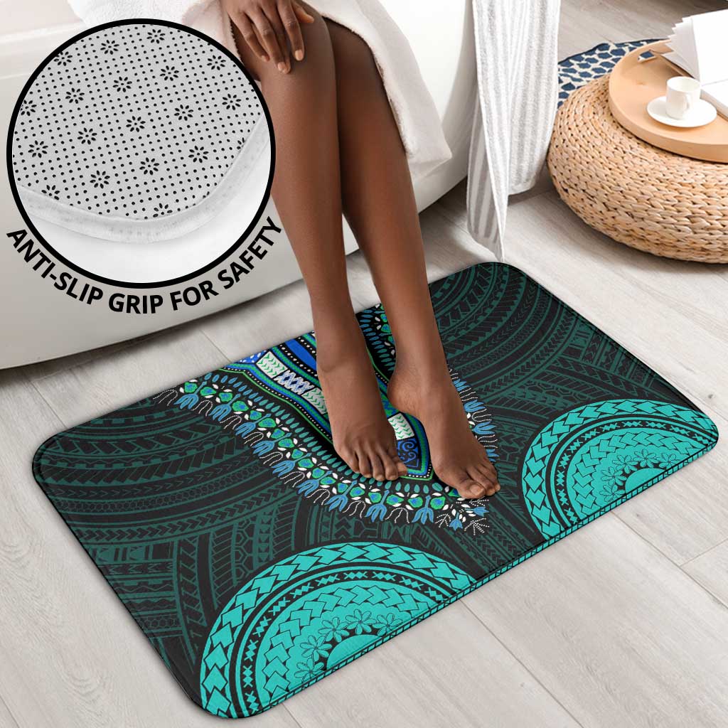 African Dashiki and Polynesian Pattern Bathroom Set Teal