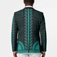 African Dashiki and Polynesian Pattern Blazer Teal