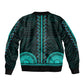 African Dashiki and Polynesian Pattern Bomber Jacket Teal