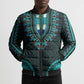 African Dashiki and Polynesian Pattern Bomber Puffer Jacket Teal