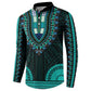 African Dashiki and Polynesian Pattern Button Sweatshirt Teal