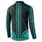 African Dashiki and Polynesian Pattern Button Sweatshirt Teal
