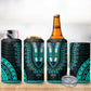African Dashiki and Polynesian Pattern 4 in 1 Can Cooler Tumbler Teal