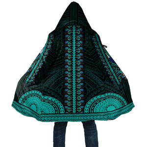 African Dashiki and Polynesian Pattern Cloak Teal