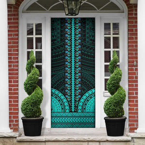 African Dashiki and Polynesian Pattern Door Cover Teal