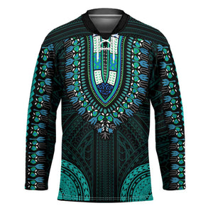 African Dashiki and Polynesian Pattern Hockey Jersey Teal