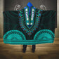 African Dashiki and Polynesian Pattern Hooded Blanket Teal