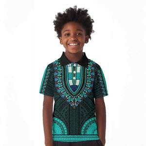 African Dashiki and Polynesian Pattern Kid Polo Shirt Teal