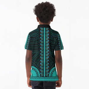 African Dashiki and Polynesian Pattern Kid Polo Shirt Teal