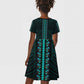 African Dashiki and Polynesian Pattern Kid Short Sleeve Dress Teal
