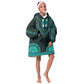 African Dashiki and Polynesian Pattern Kid Wearable Blanket Hoodie Teal