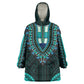 African Dashiki and Polynesian Pattern Kid Wearable Blanket Hoodie Teal