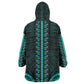 African Dashiki and Polynesian Pattern Kid Wearable Blanket Hoodie Teal