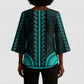 African Dashiki and Polynesian Pattern Kimono Sleeve Blouse Teal